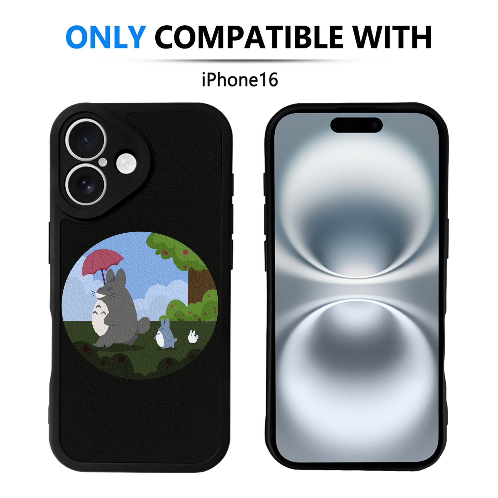 （画像用） となりのトトロ 草壁メイ 草壁サツキ My Neighbor Totoro Satsuki Kusakabe Mei Kusakabe 【iPhone 16シリーズ対応】シリコンスマホケース（レザー調） 材質：シリコン
